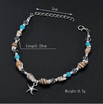 AK165 - Bohemian turquoise summer beach pendant anklet